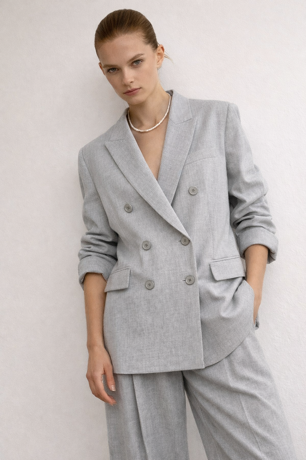 DOUBLE-BREASTED LINEN & VISCOSE JACKET - Image 2